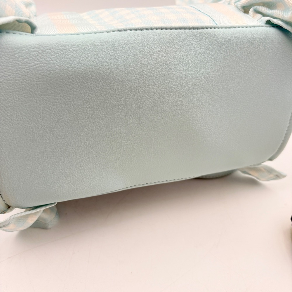 Luv Betsey Johnson Gingham LBRUFFLE Crossbody Tote Bag Blue White Heart Charm - Picture 8 of 12